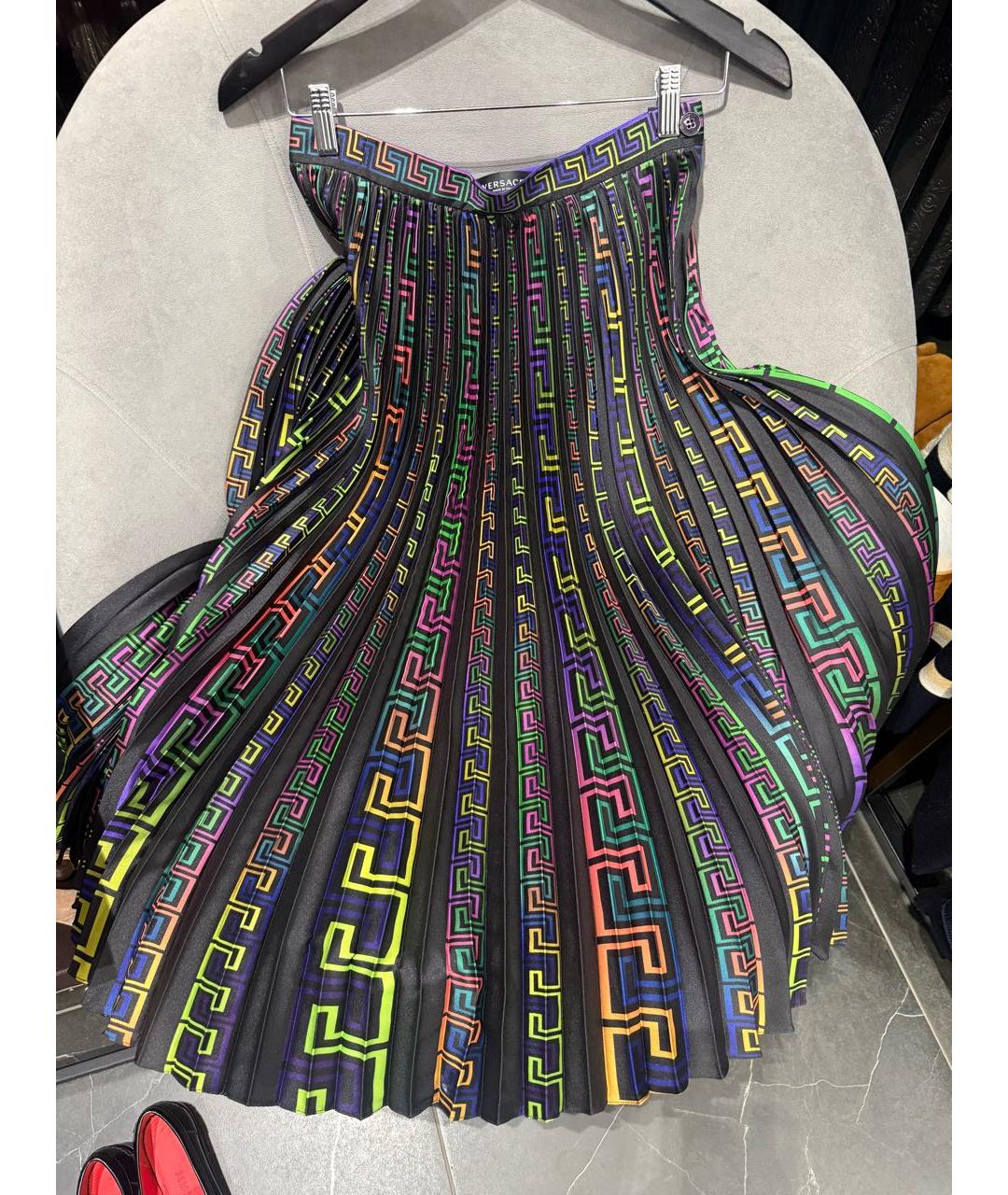 VERSACE Мульти шелковая юбка миди, фото 3