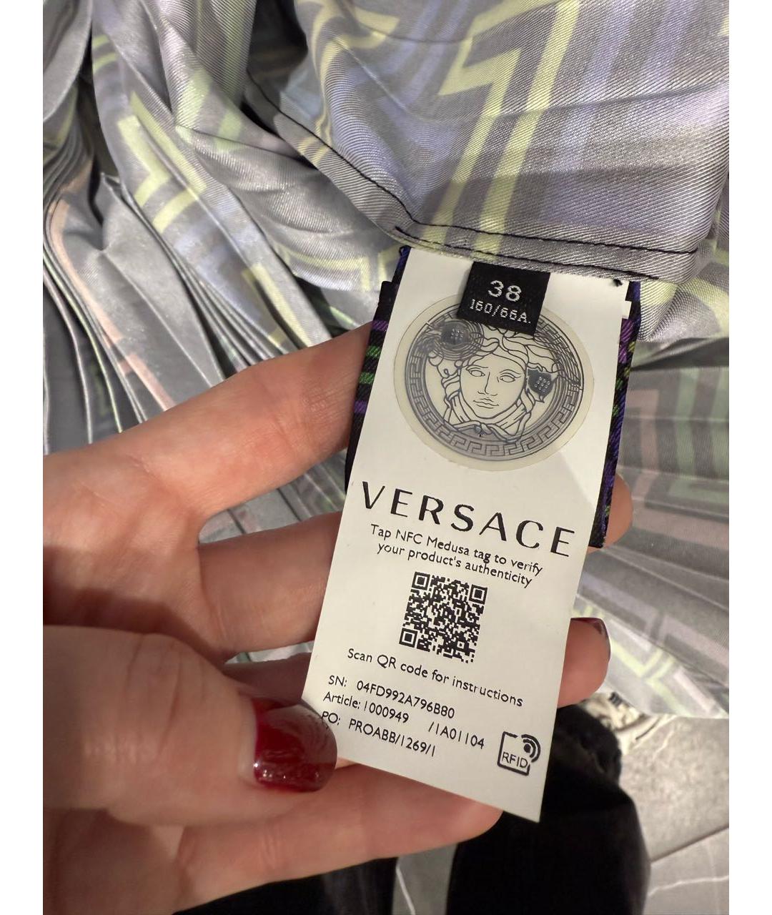 VERSACE Мульти шелковая юбка миди, фото 5