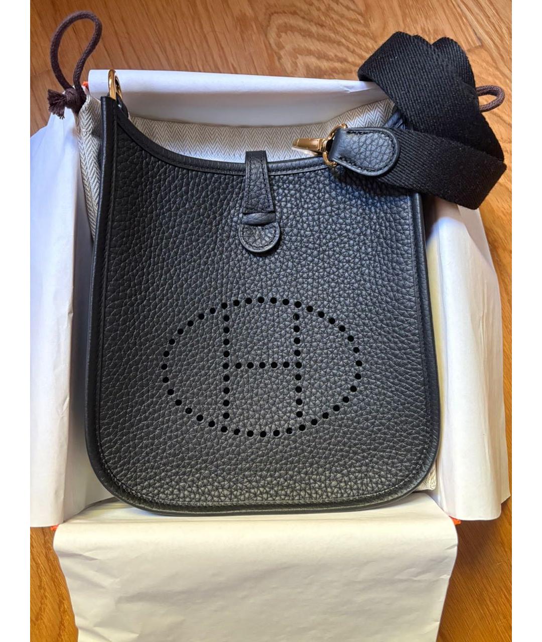 HERMES Черная кожаная сумка через плечо, фото 4