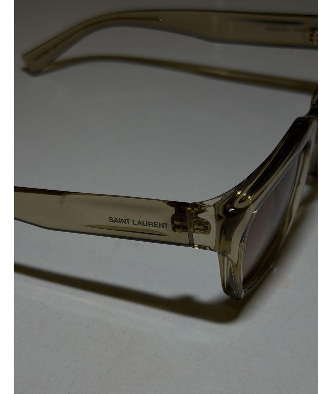 SAINT LAURENT Бежевые пластиковые солнцезащитные очки, фото 3