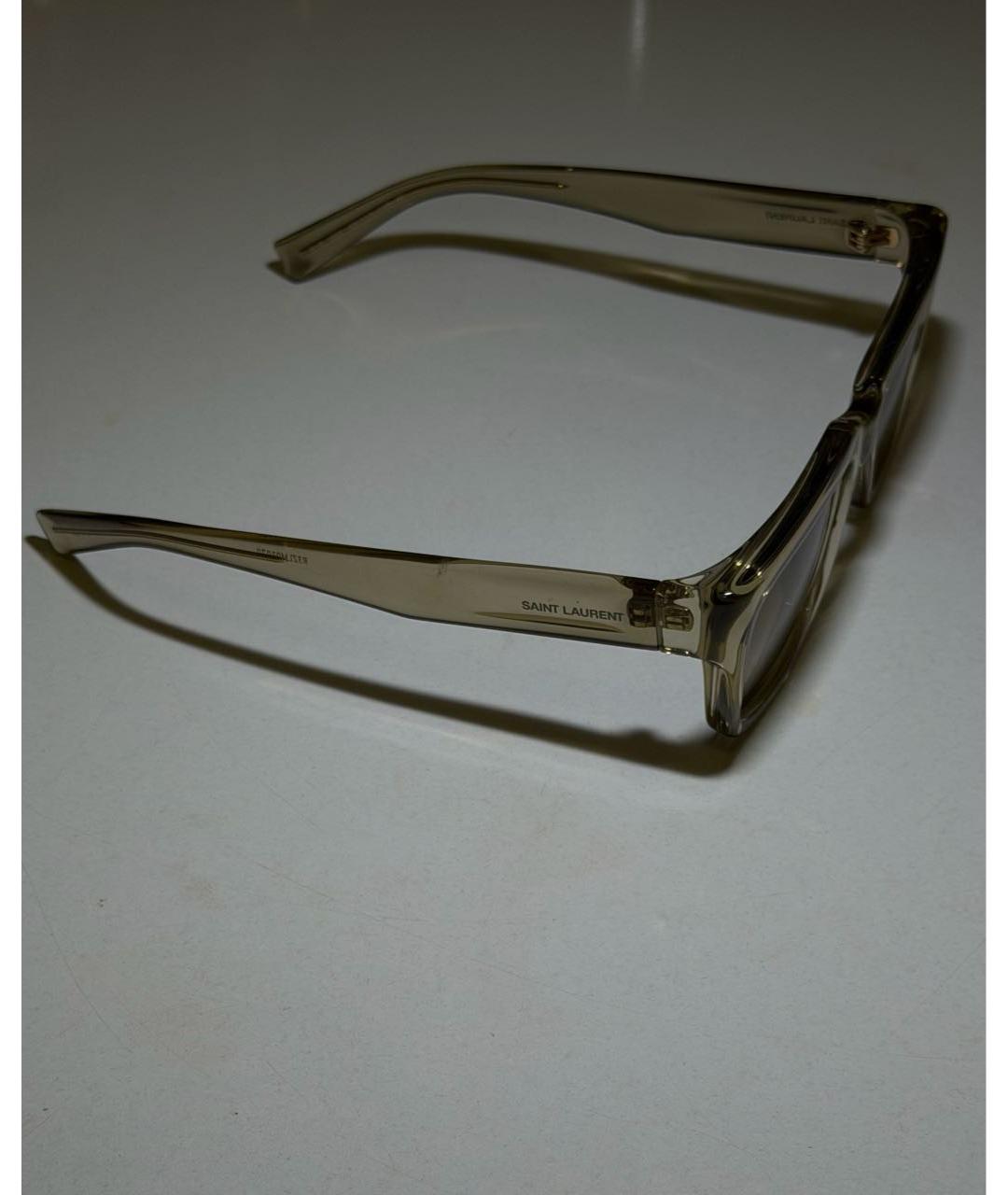 SAINT LAURENT Бежевые пластиковые солнцезащитные очки, фото 2