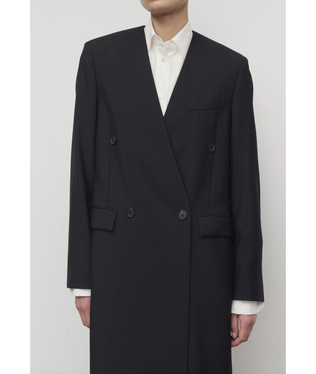 THE ROW Черный шерстяной тренч/плащ, фото 3