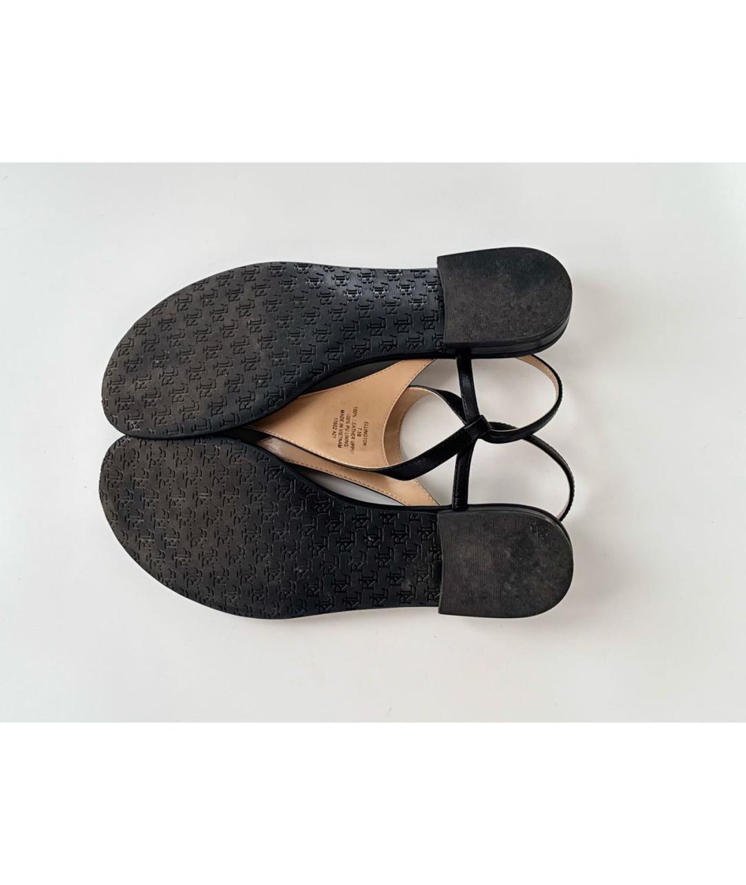 RALPH LAUREN Черные кожаные сандалии, фото 6