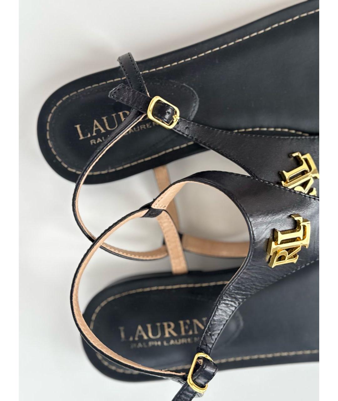 RALPH LAUREN Черные кожаные сандалии, фото 5