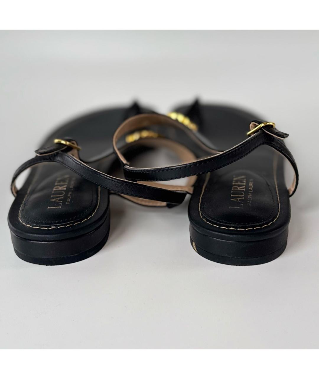 RALPH LAUREN Черные кожаные сандалии, фото 4