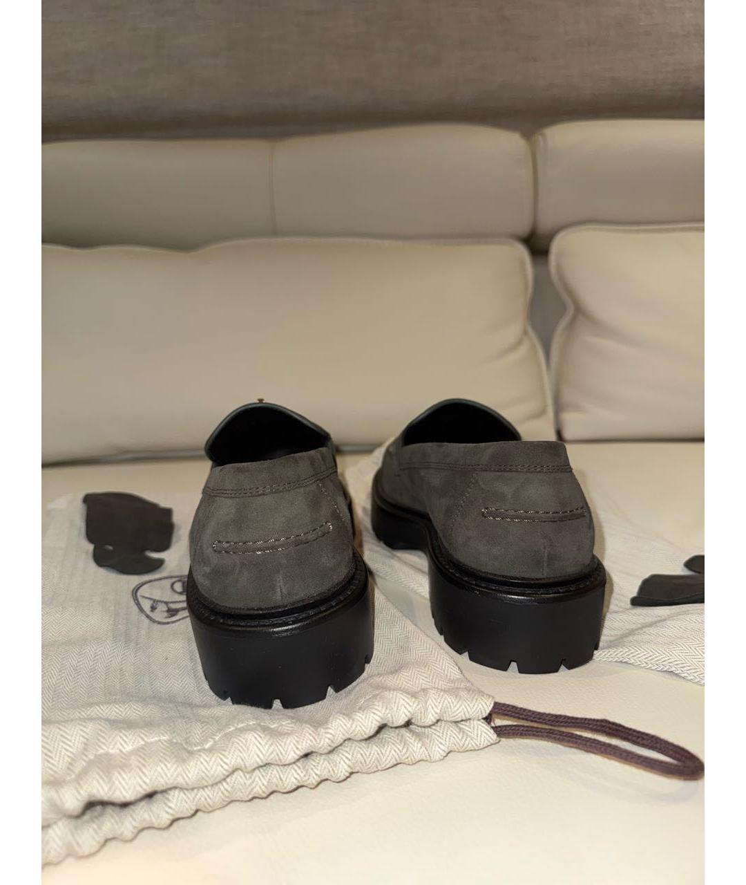 HERMES Хаки замшевые лоферы, фото 4