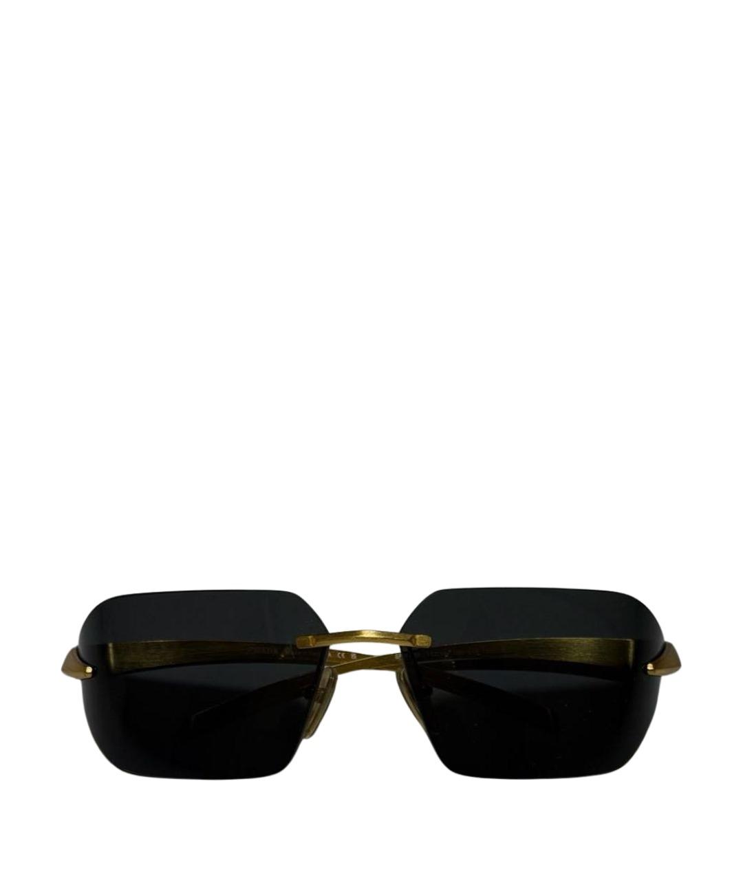 PRADA Золотые металлические солнцезащитные очки, фото 1