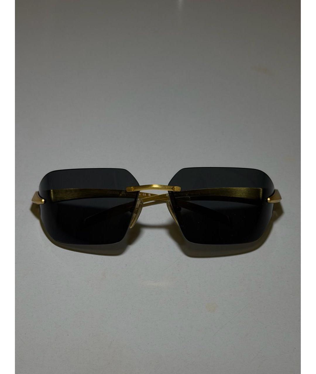 PRADA Золотые металлические солнцезащитные очки, фото 5