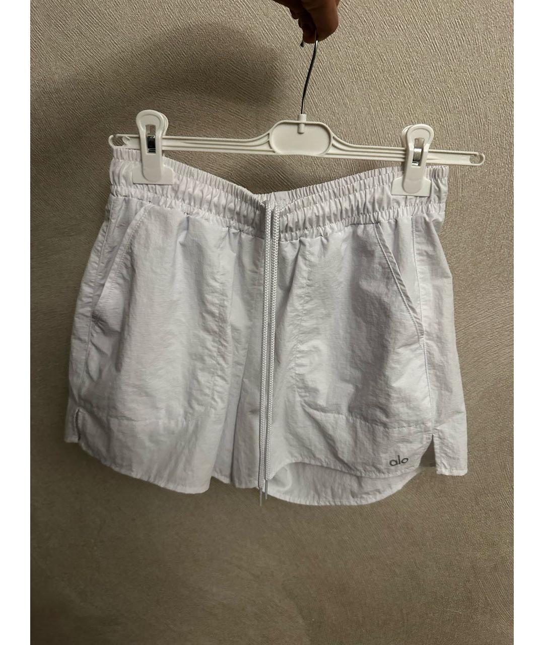 ALO YOGA Белые полиэстеровые шорты, фото 5