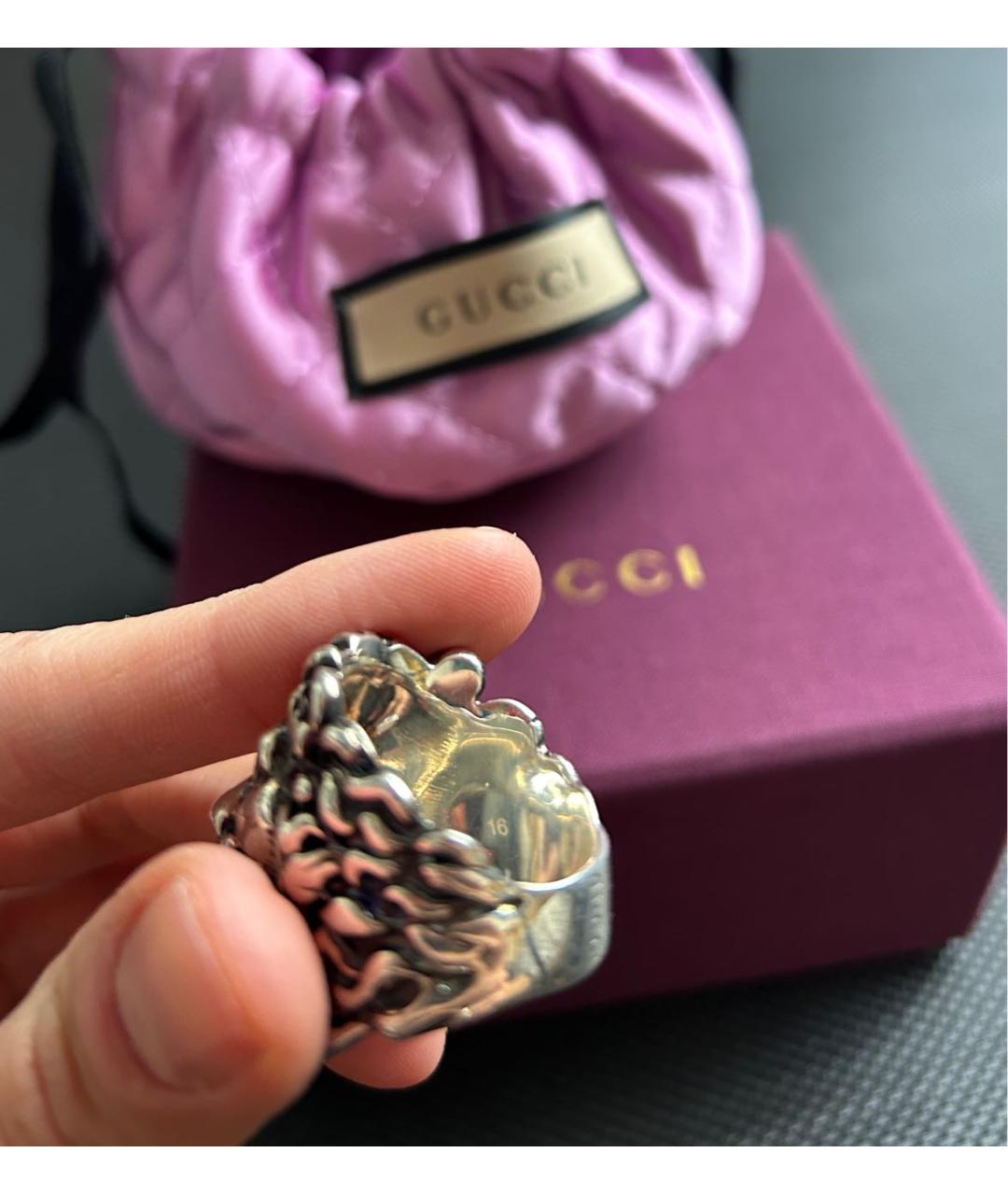 GUCCI Серебряное металлическое кольцо, фото 4