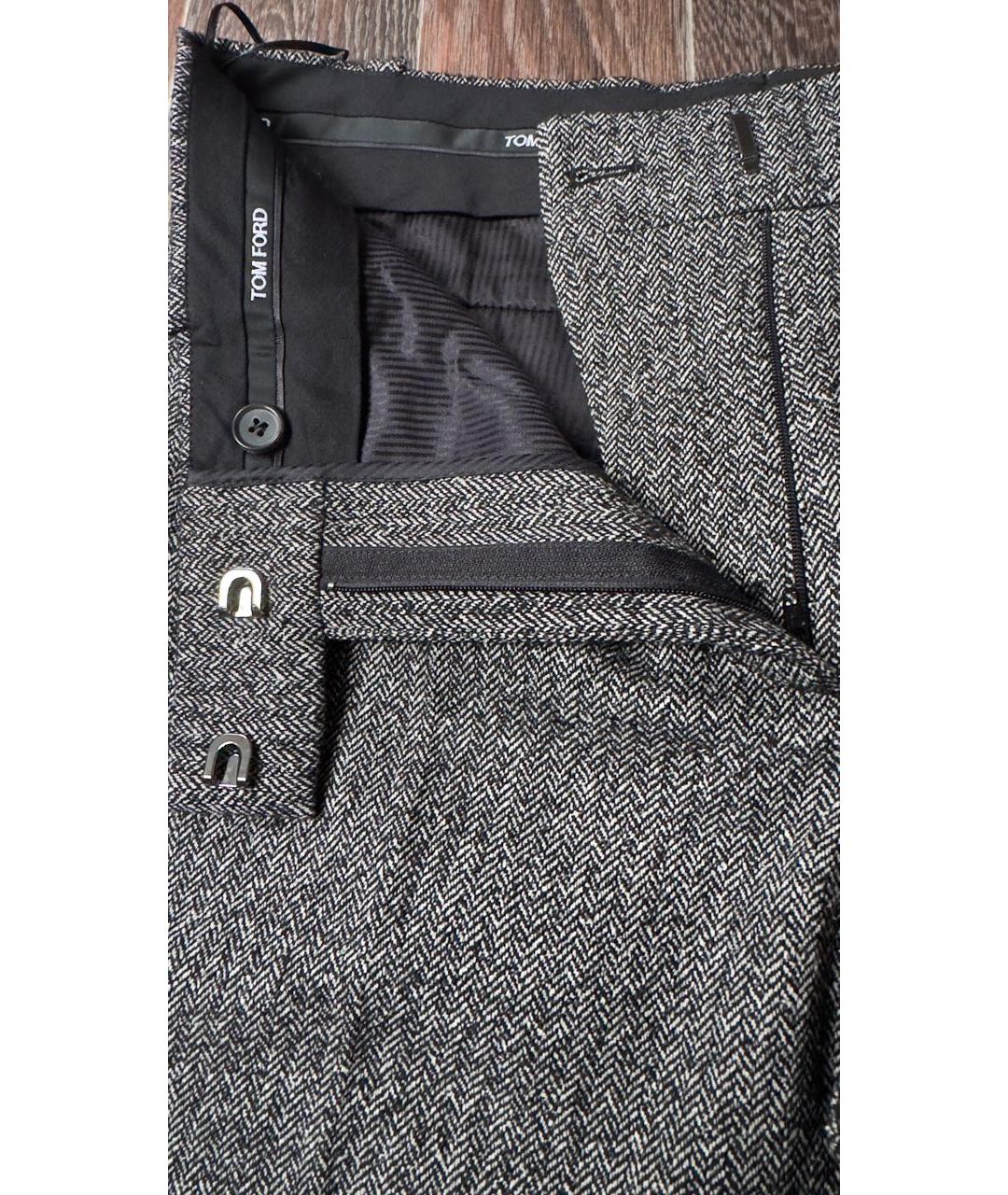 TOM FORD Серые шерстяные брюки широкие, фото 4