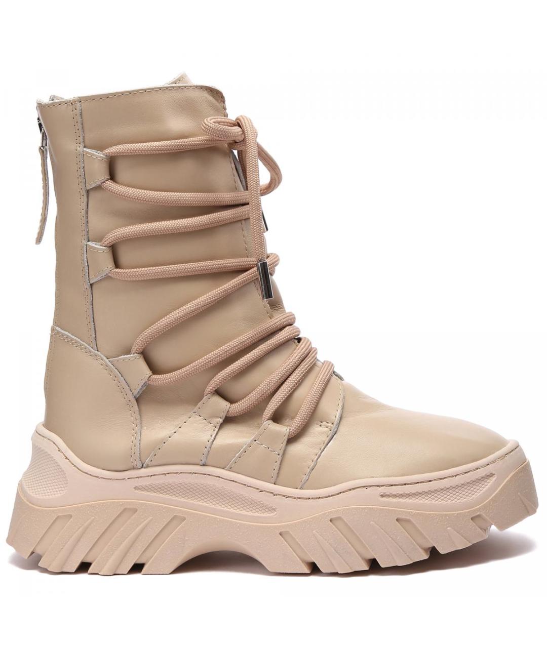 INUIKII Бежевые кожаные ботинки, фото 1