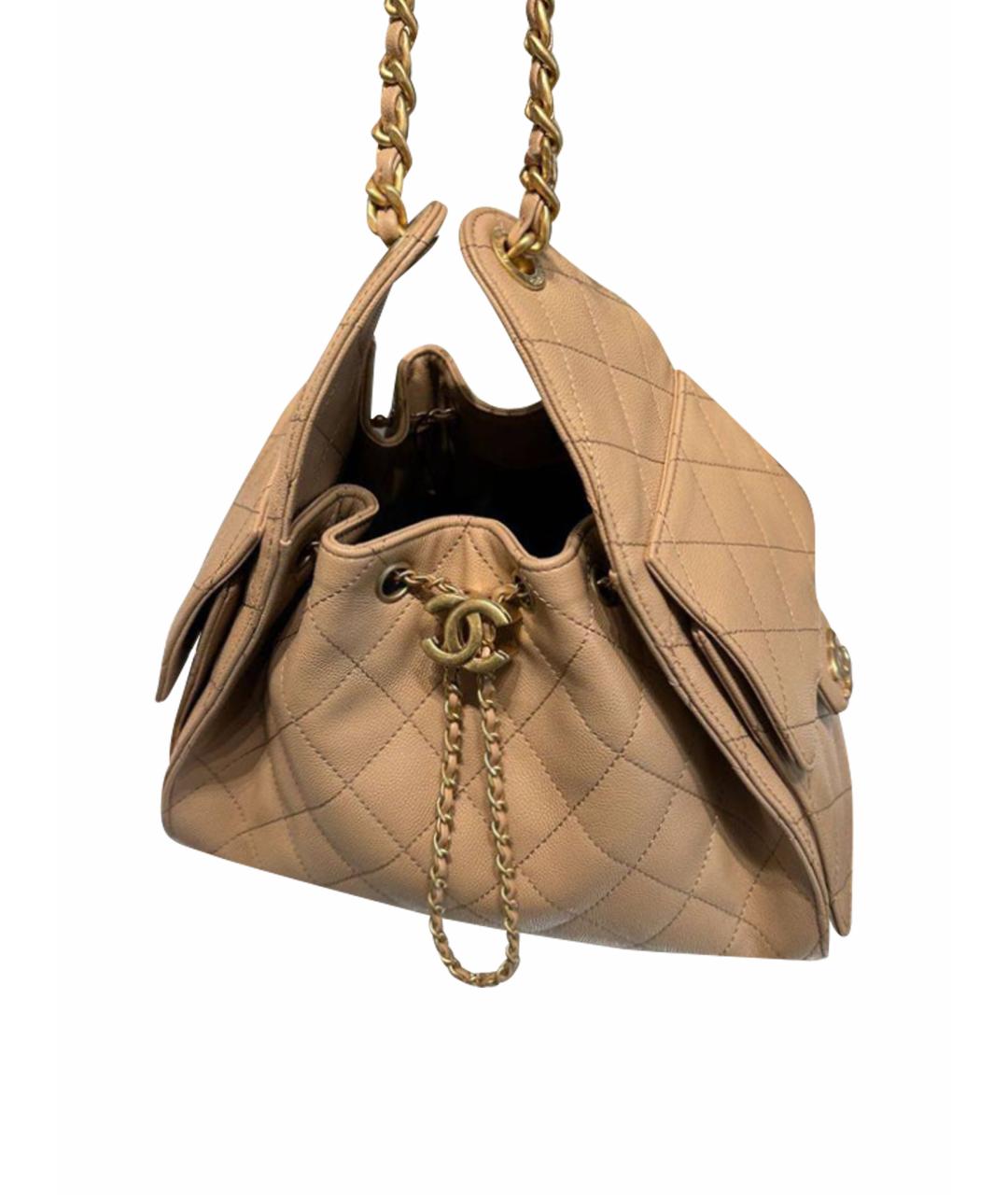 CHANEL Бежевая кожаная сумка через плечо, фото 1