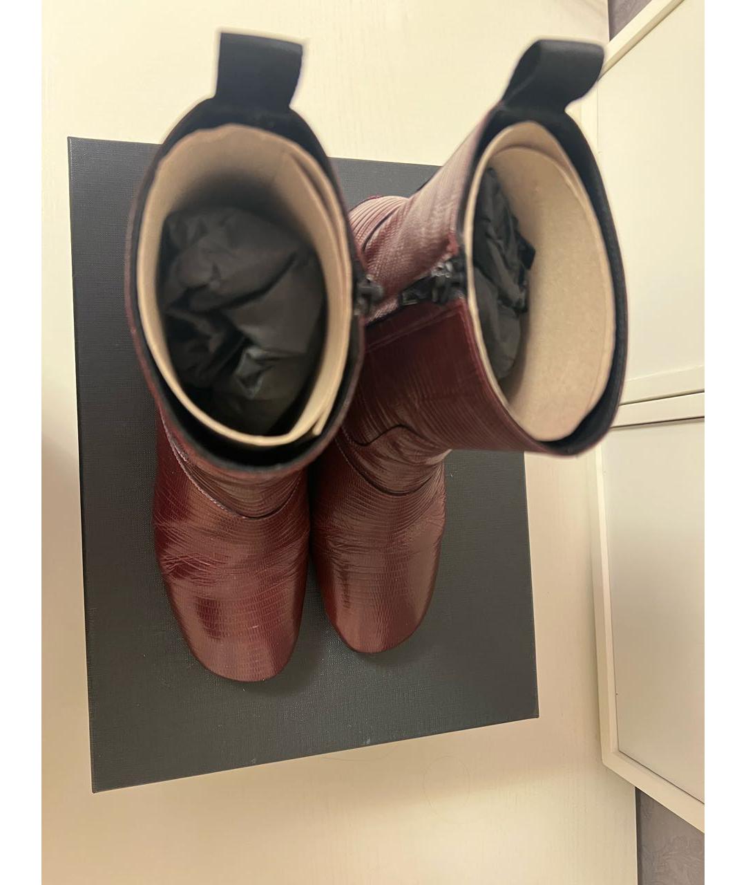 MCQ ALEXANDER MCQUEEN Бордовые кожаные ботильоны, фото 3