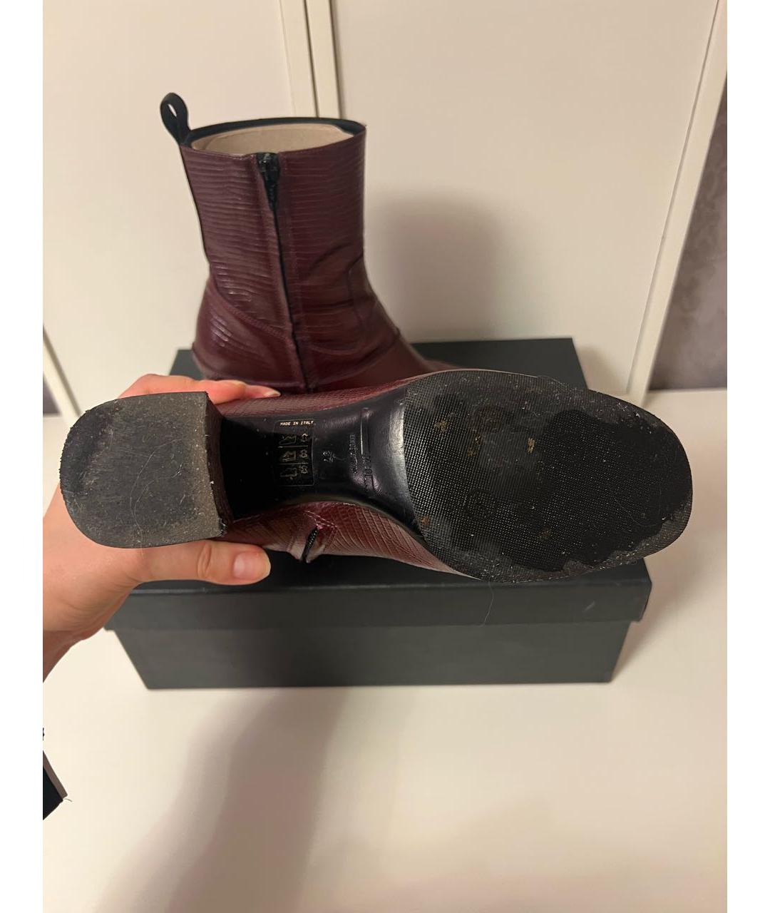 MCQ ALEXANDER MCQUEEN Бордовые кожаные ботильоны, фото 6