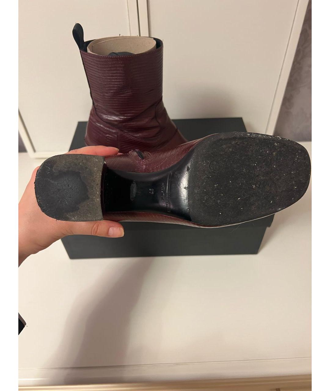 MCQ ALEXANDER MCQUEEN Бордовые кожаные ботильоны, фото 5