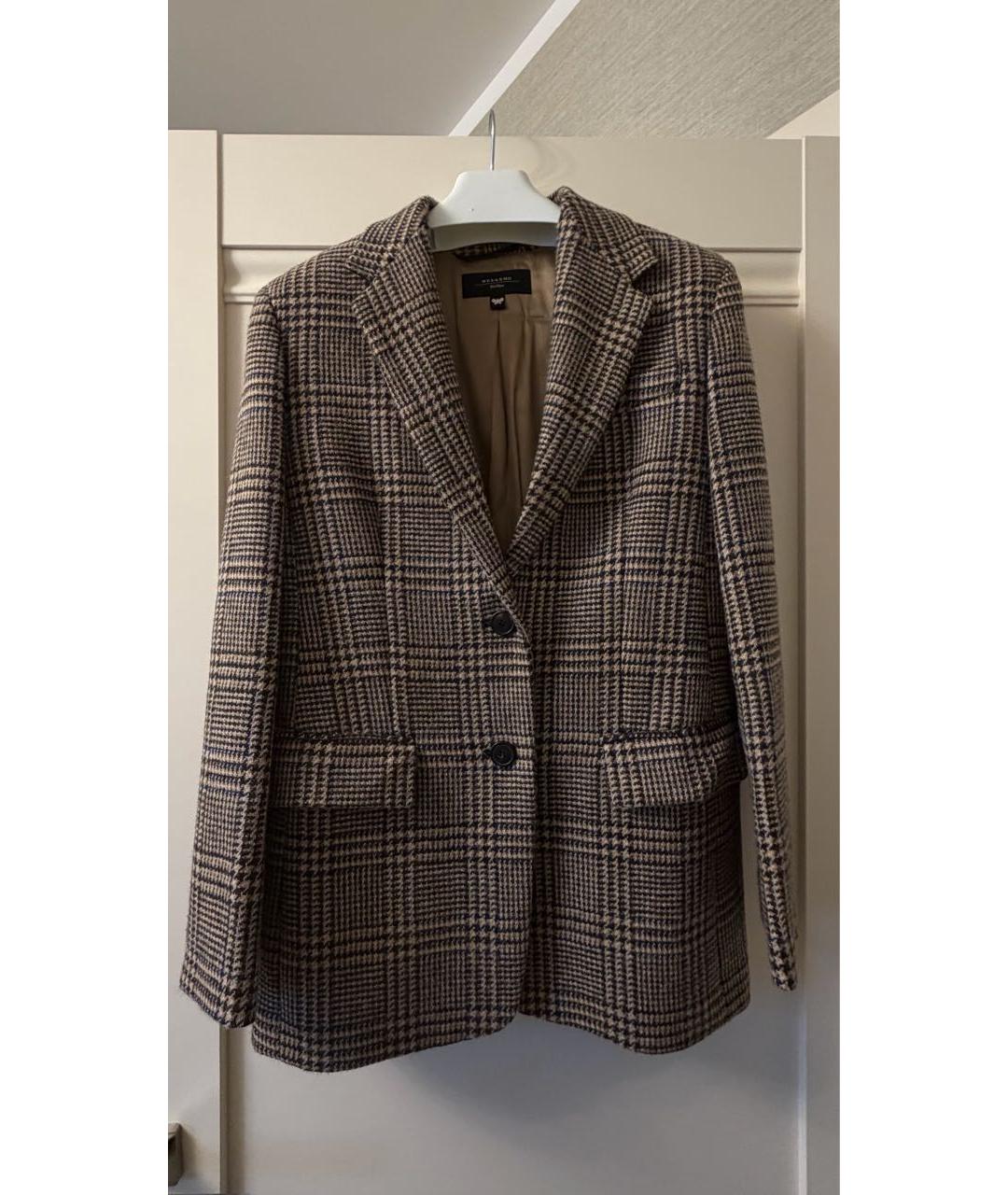 WEEKEND MAX MARA Коричневый шерстяной жакет/пиджак, фото 7