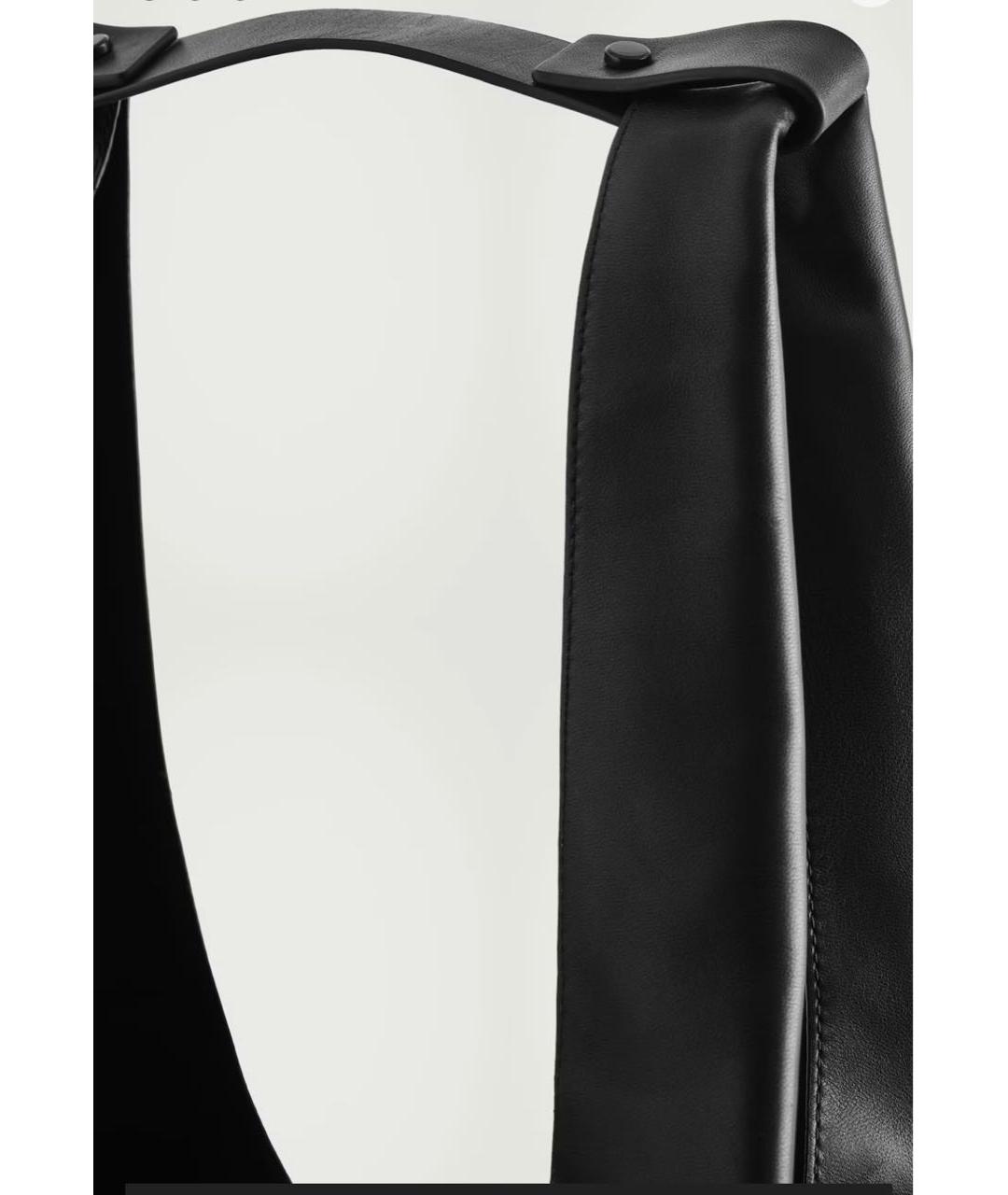 COS Черная кожаная сумка тоут, фото 5