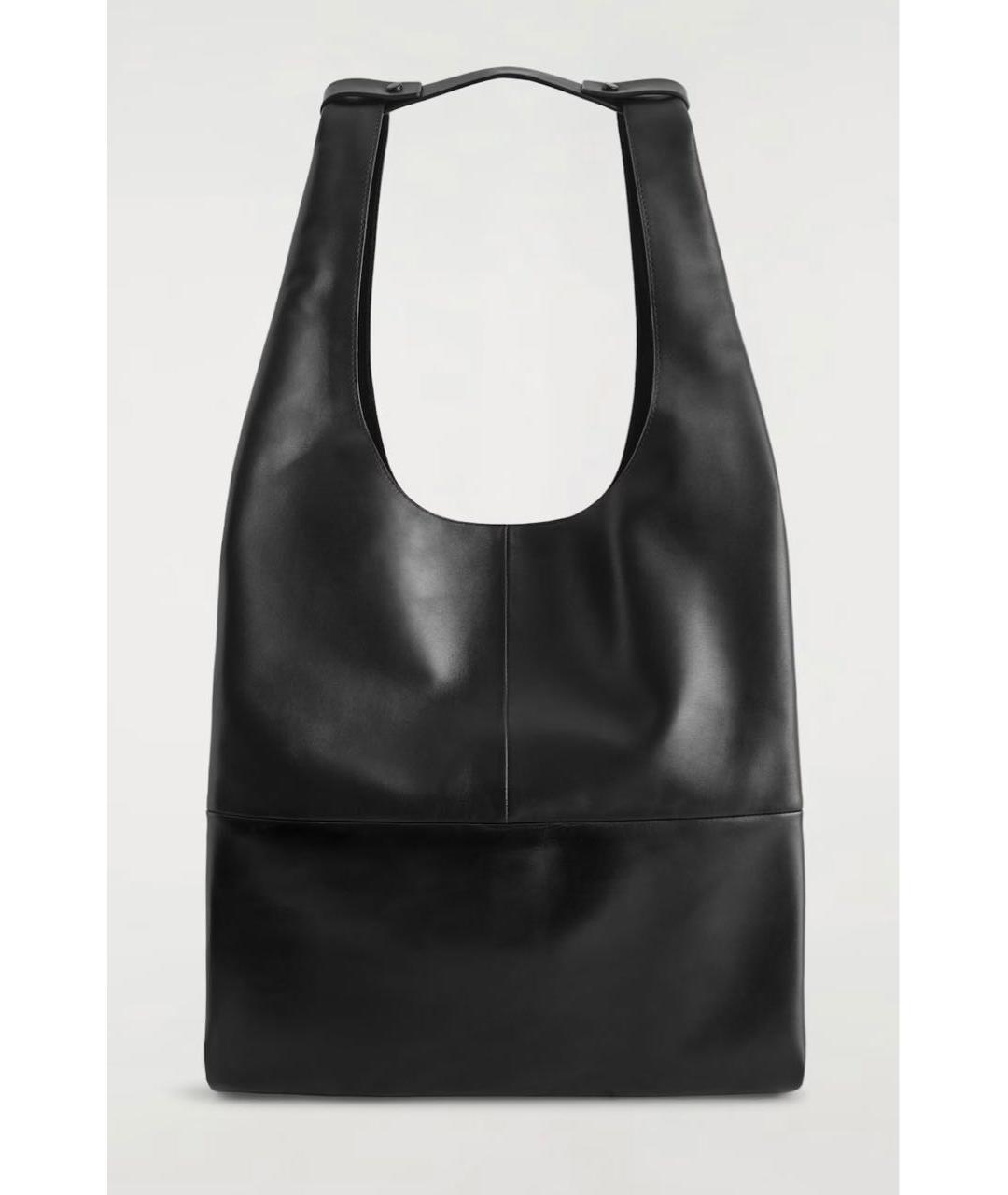 COS Черная кожаная сумка тоут, фото 8