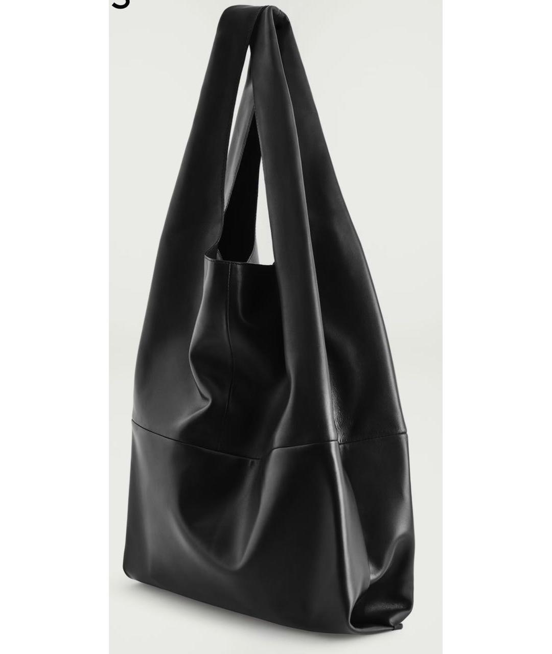 COS Черная кожаная сумка тоут, фото 6