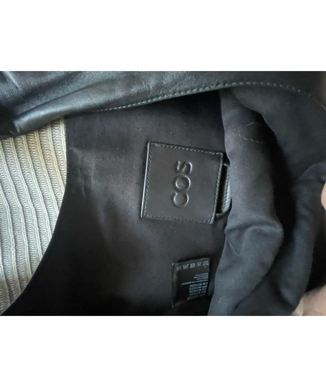 COS Черная кожаная сумка тоут, фото 7