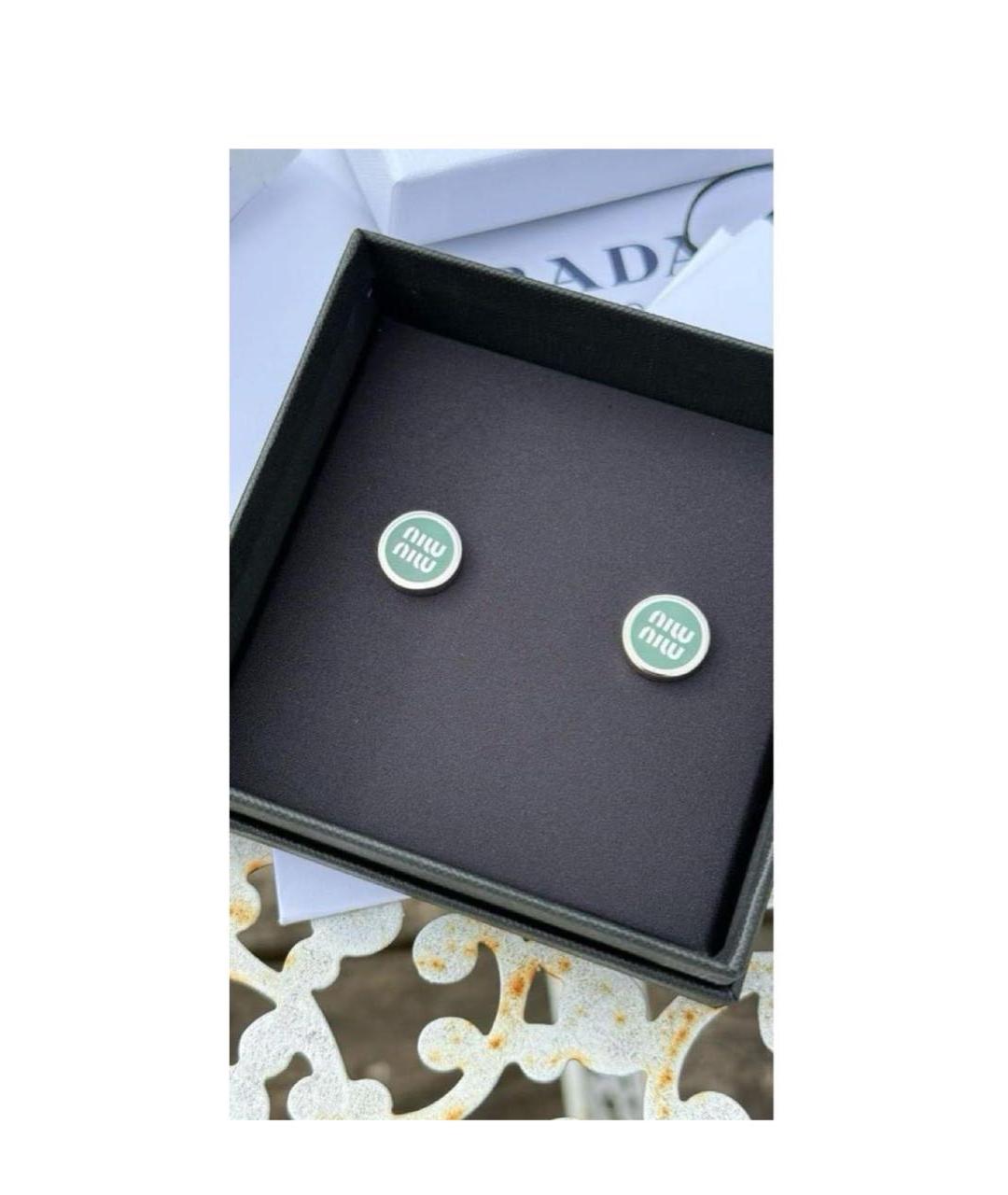 MIU MIU Бирюзовые металлические серьги, фото 2