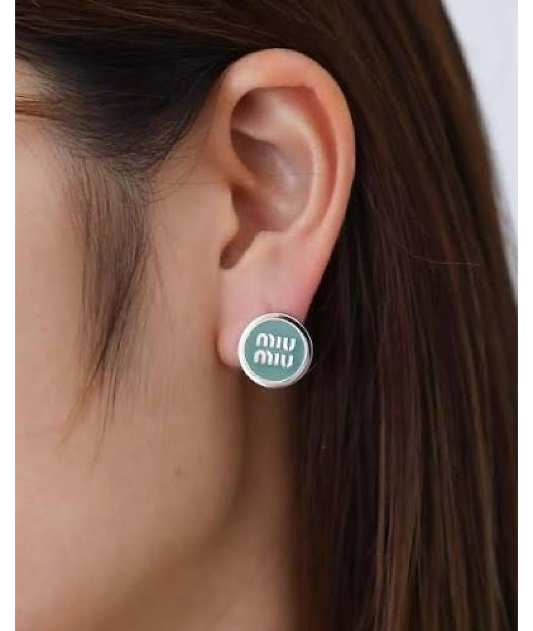 MIU MIU Бирюзовые металлические серьги, фото 4