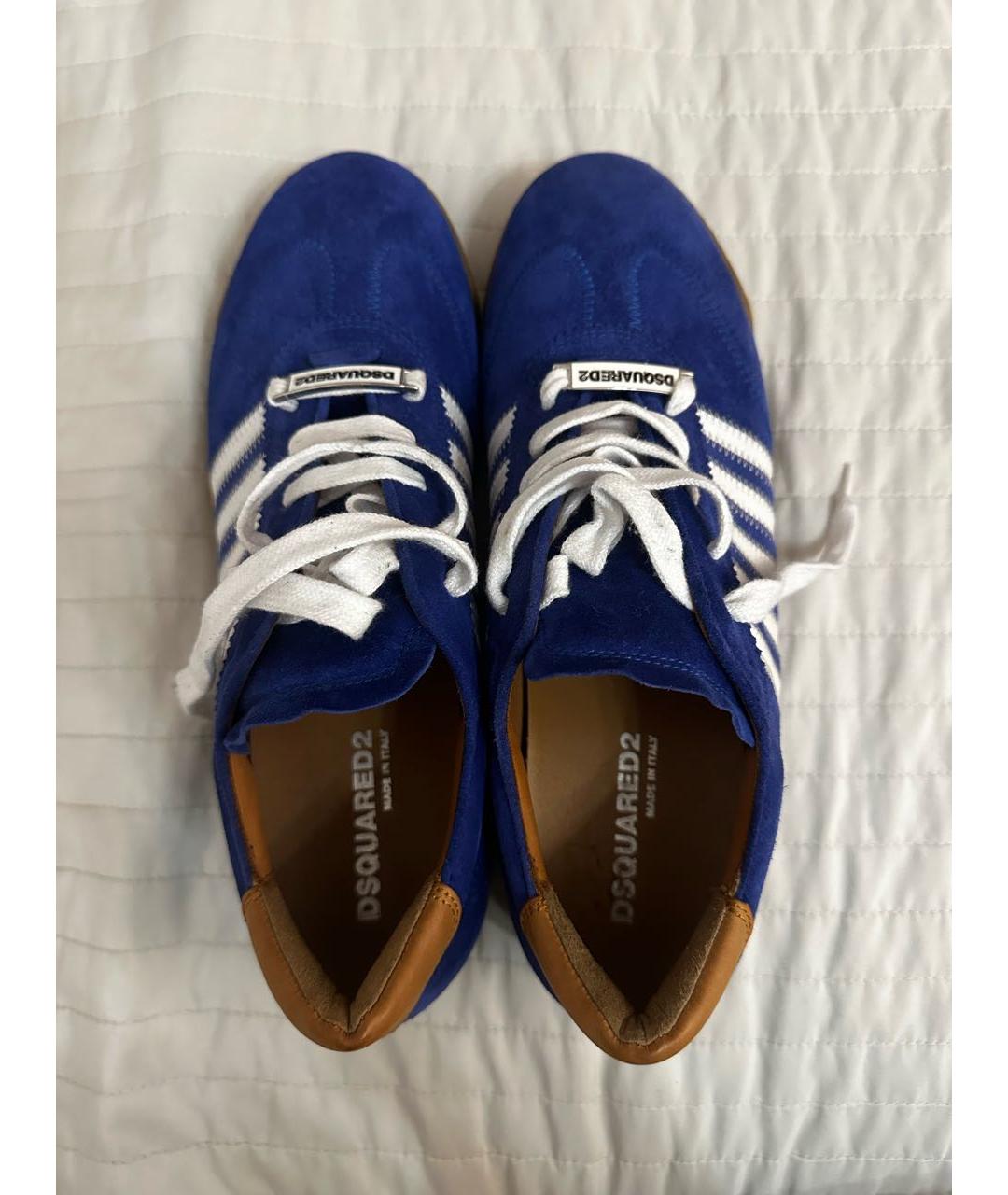 DSQUARED2 Синие замшевые низкие кроссовки / кеды, фото 3