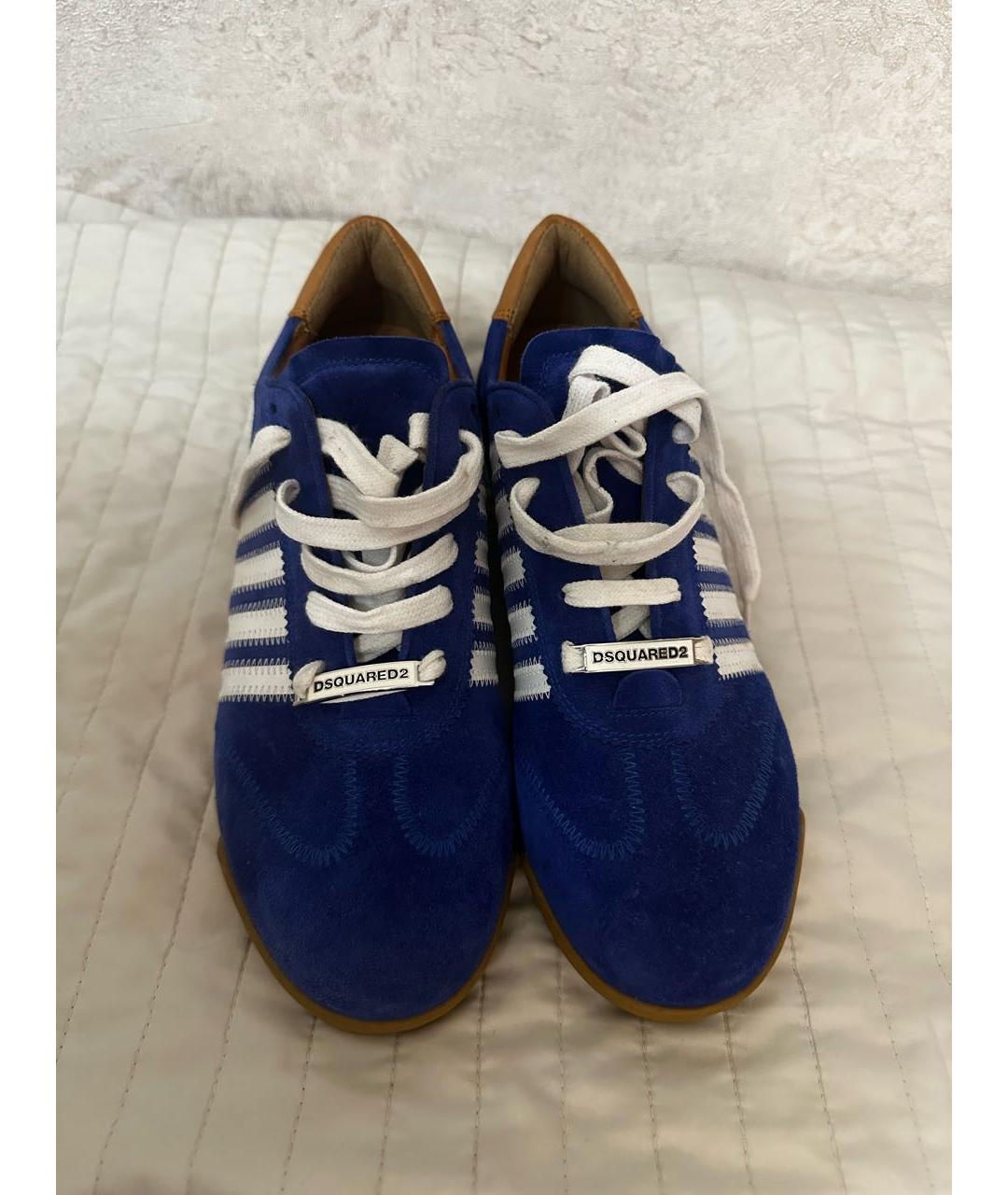 DSQUARED2 Синие замшевые низкие кроссовки / кеды, фото 2