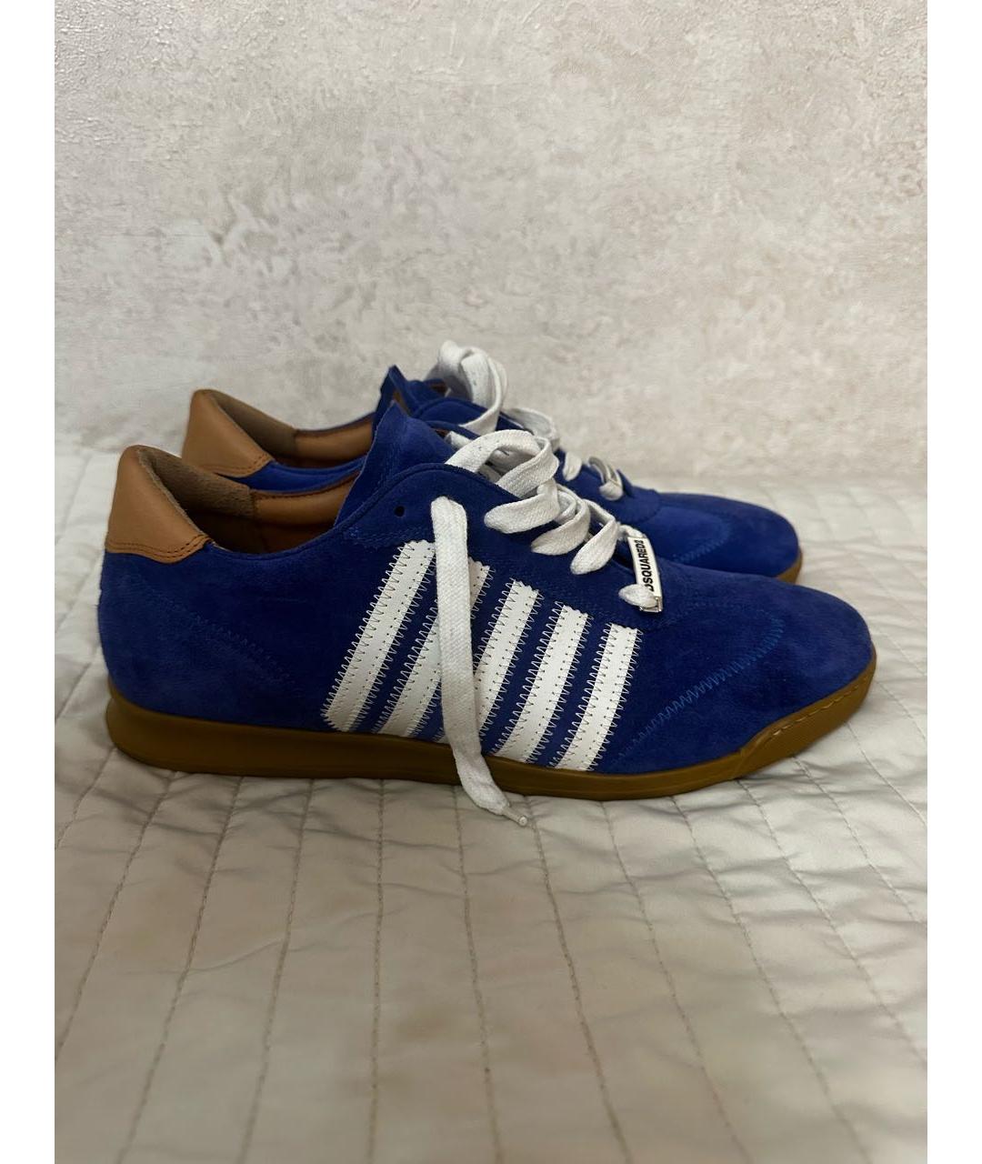 DSQUARED2 Синие замшевые низкие кроссовки / кеды, фото 5