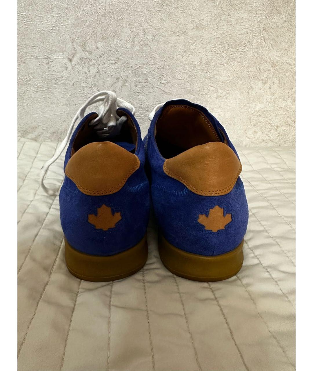 DSQUARED2 Синие замшевые низкие кроссовки / кеды, фото 4