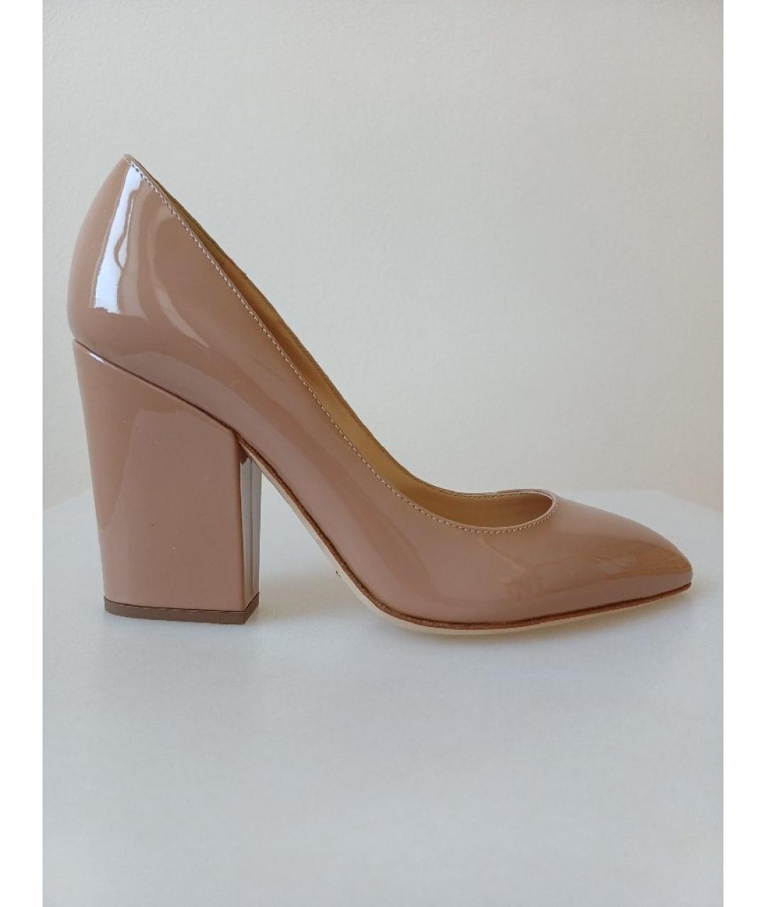 SERGIO ROSSI Бежевые туфли из лакированной кожи, фото 8