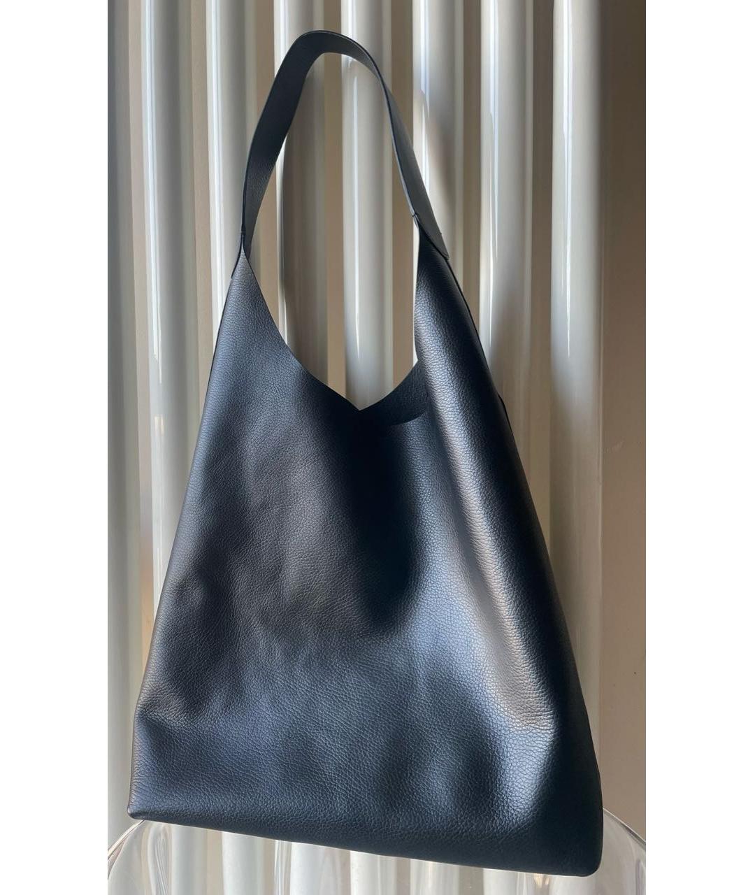 COS Черная кожаная сумка тоут, фото 2