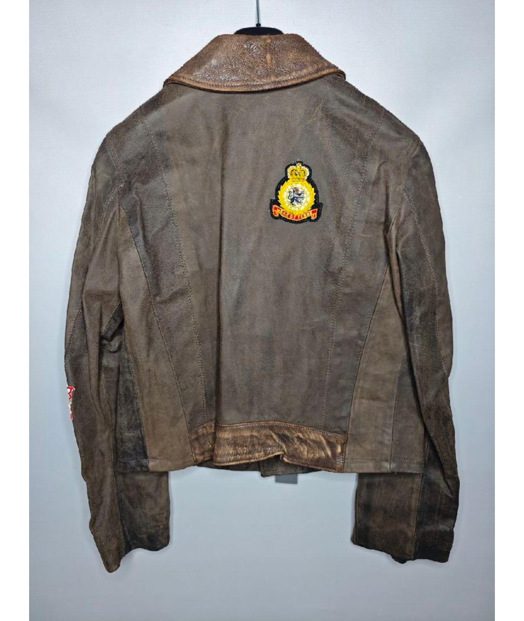 DOLCE&GABBANA Коричневая кожаная куртка, фото 2