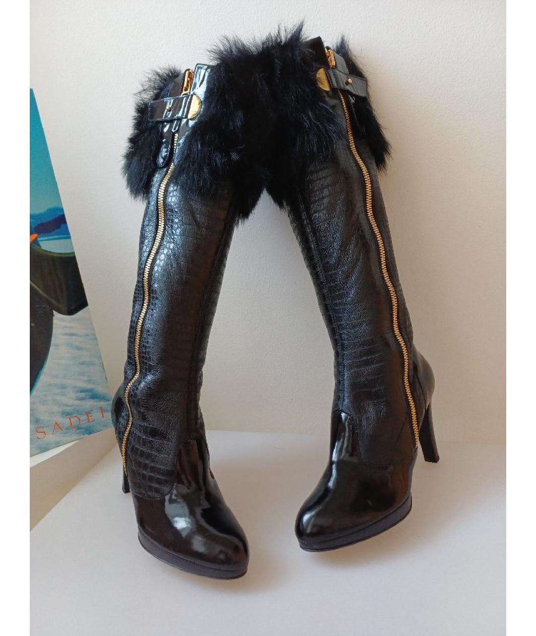 SERGIO ROSSI Черные кожаные сапоги, фото 5