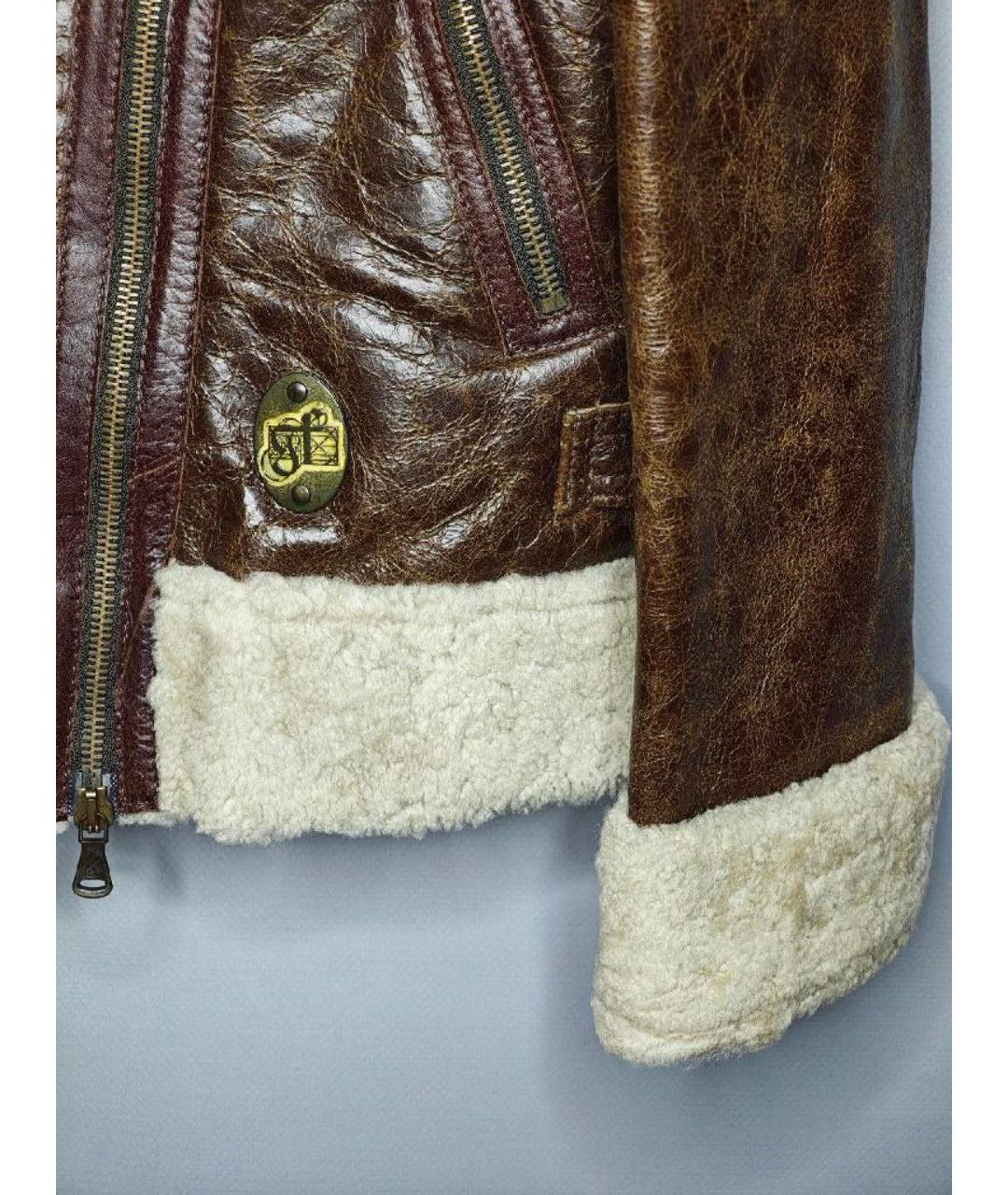 DOLCE&GABBANA Коричневая кожаная дубленка, фото 4