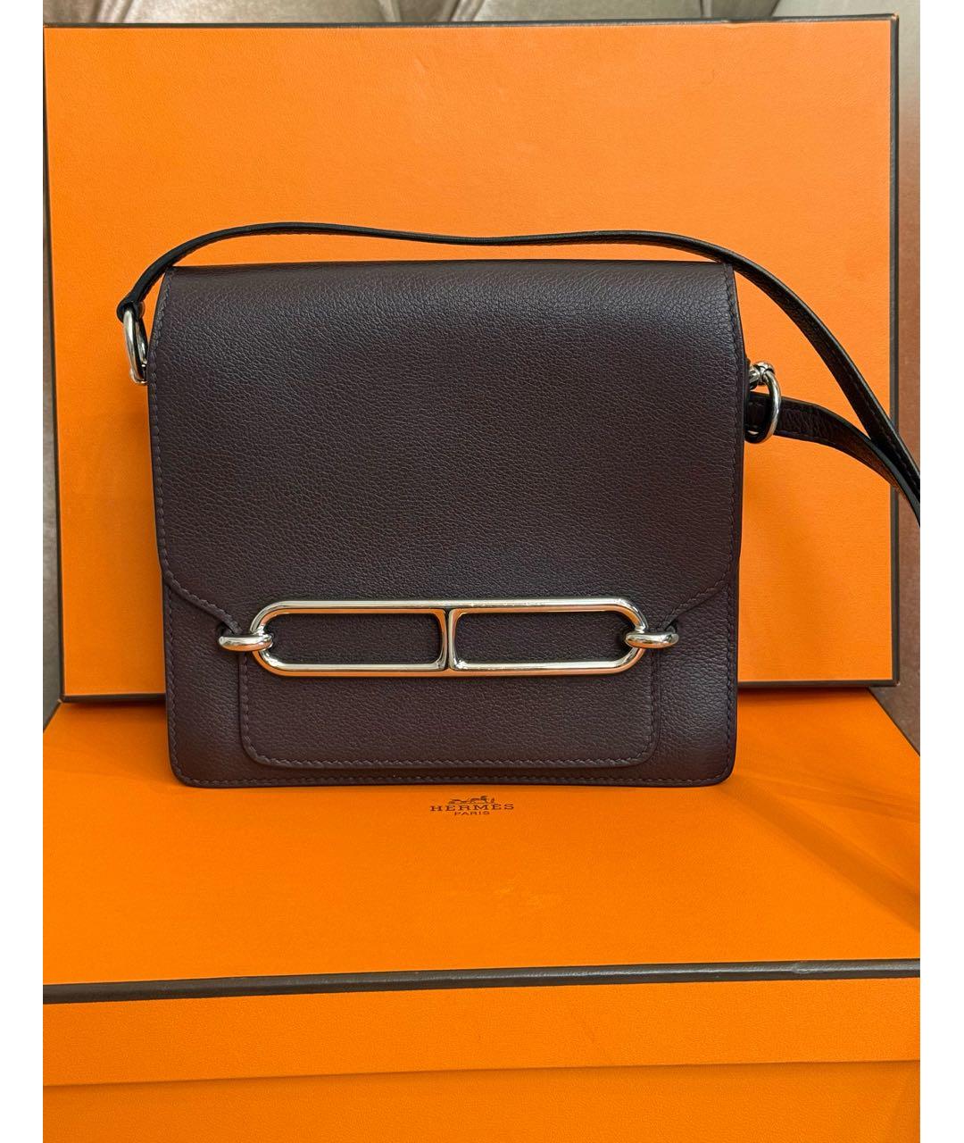 HERMES Коричневая кожаная сумка с короткими ручками, фото 7