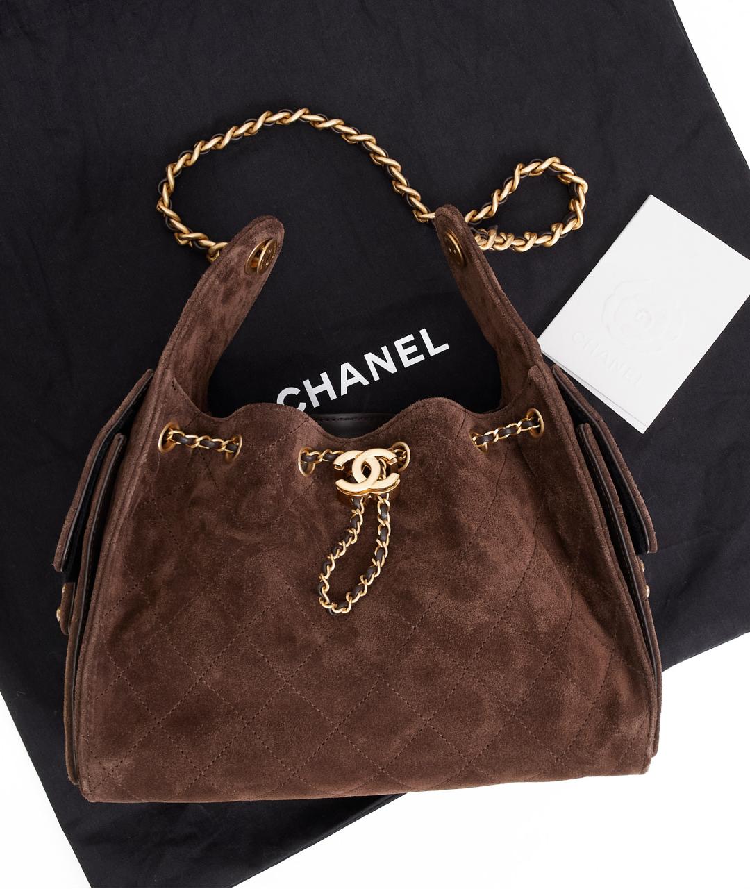 CHANEL Коричневая замшевая сумка через плечо, фото 4