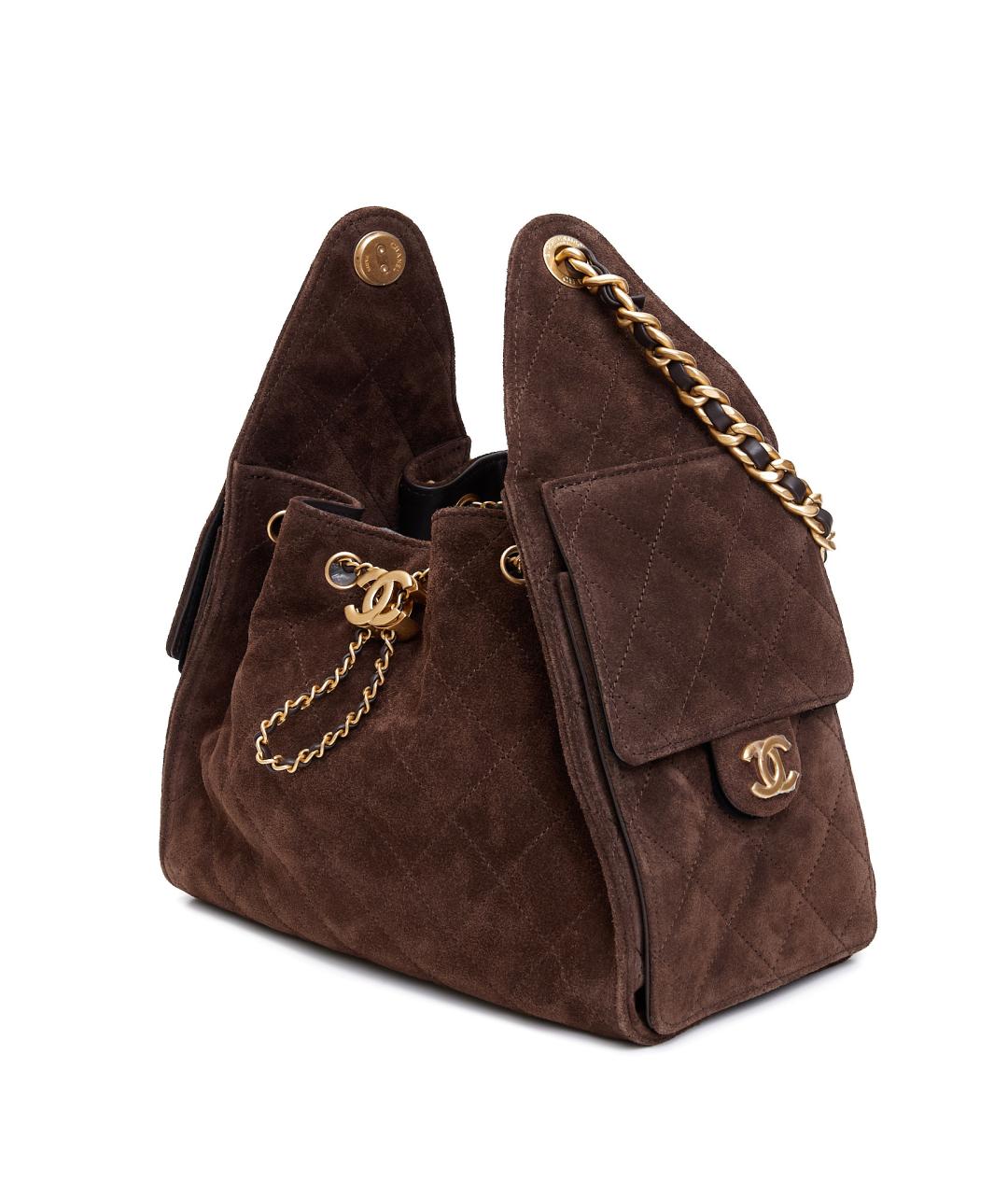 CHANEL Коричневая замшевая сумка через плечо, фото 2