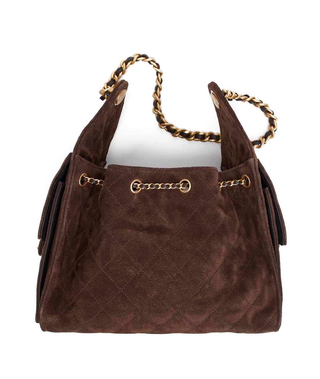 CHANEL Коричневая замшевая сумка через плечо, фото 3