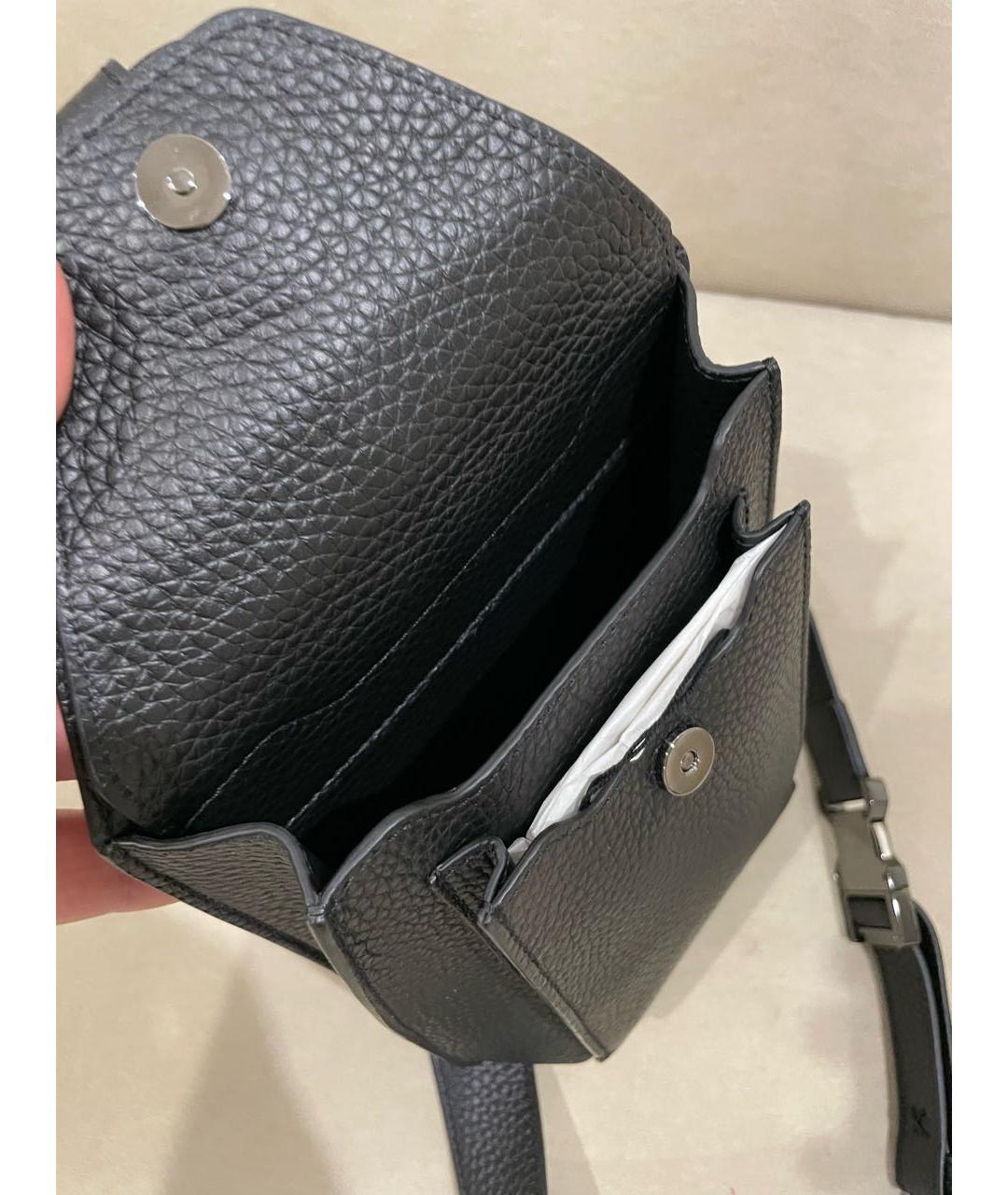 STEFANO RICCI Черная кожаная поясная сумка, фото 3