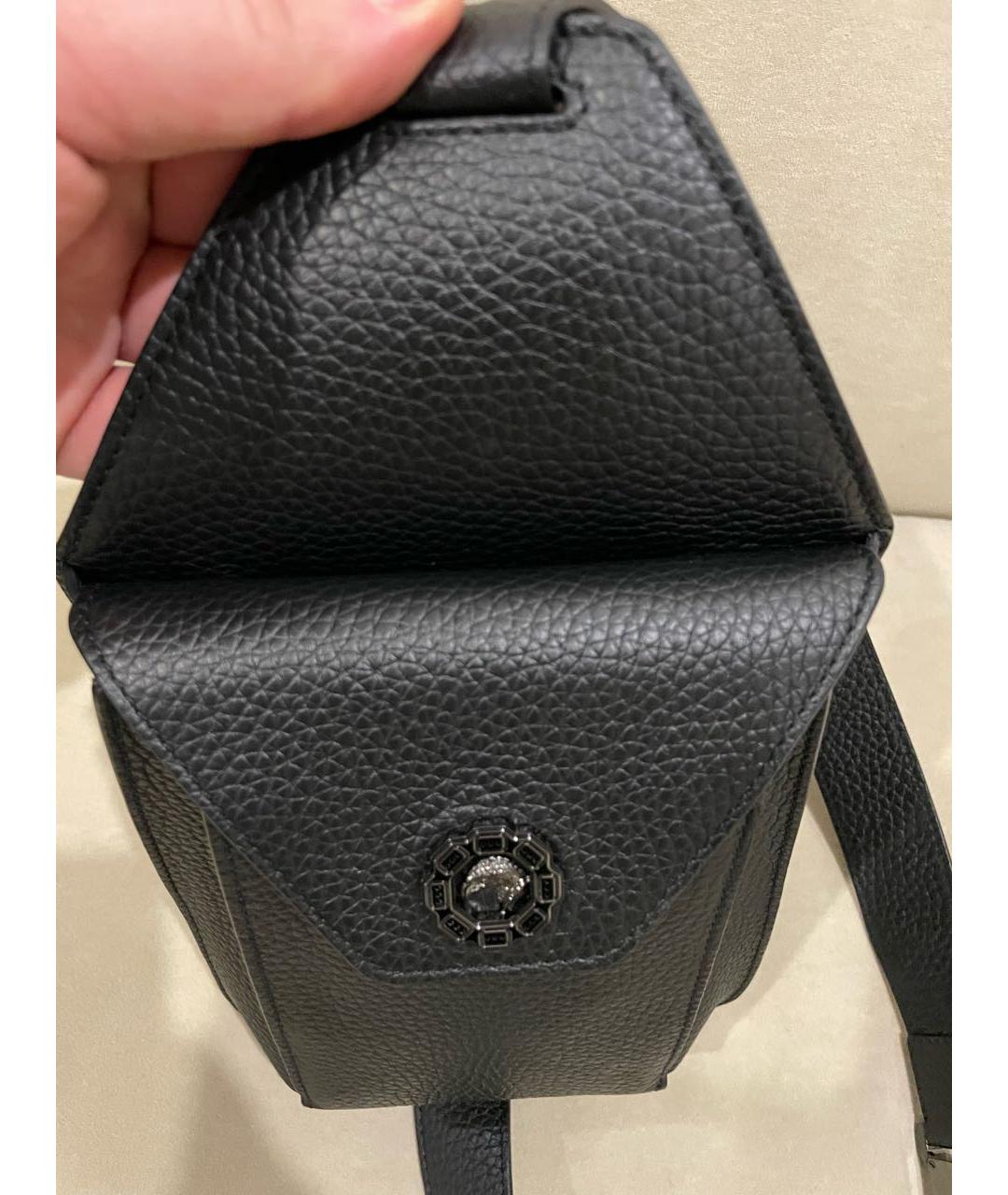 STEFANO RICCI Черная кожаная поясная сумка, фото 4