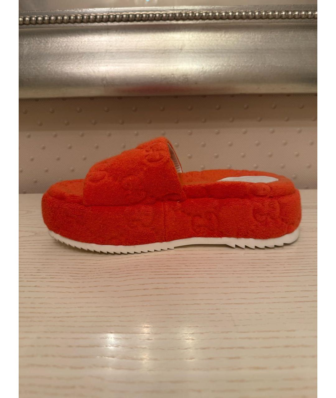 GUCCI Оранжевое текстильные шлепанцы, фото 9