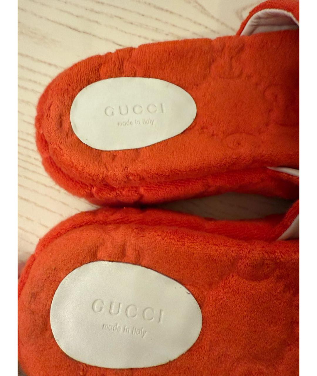 GUCCI Оранжевое текстильные шлепанцы, фото 7