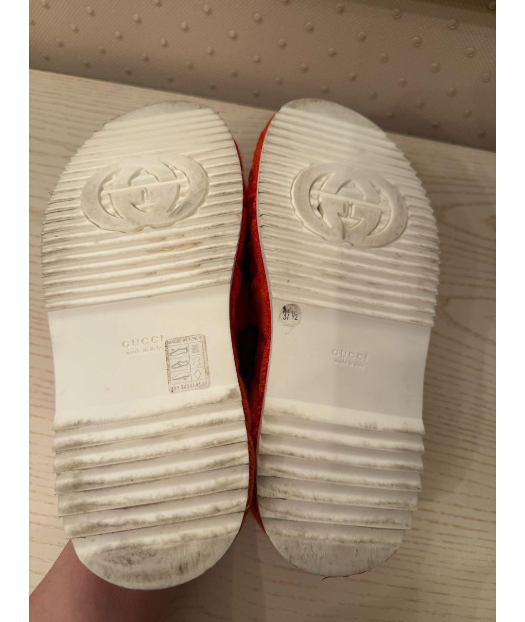 GUCCI Оранжевое текстильные шлепанцы, фото 5