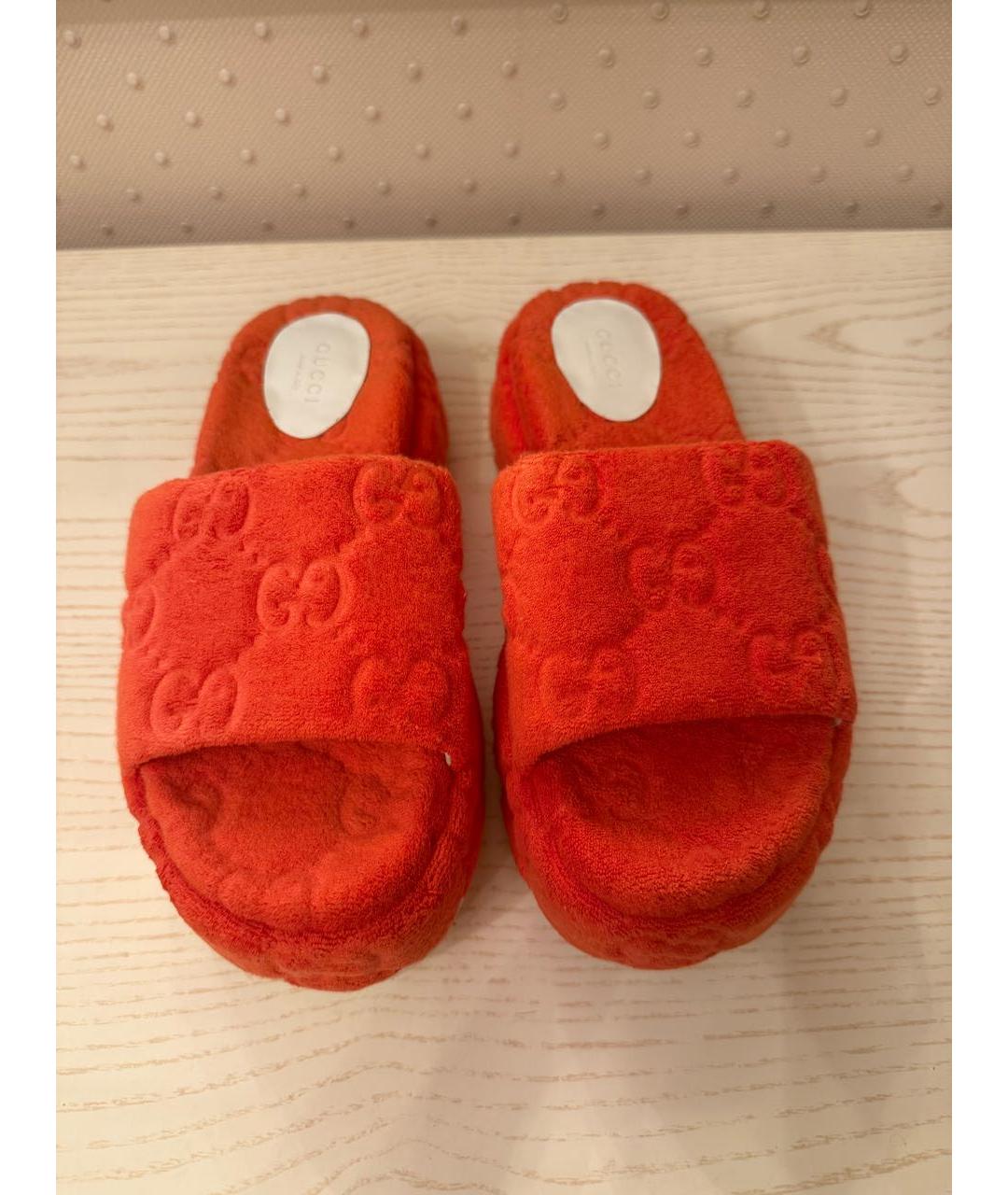 GUCCI Оранжевое текстильные шлепанцы, фото 2