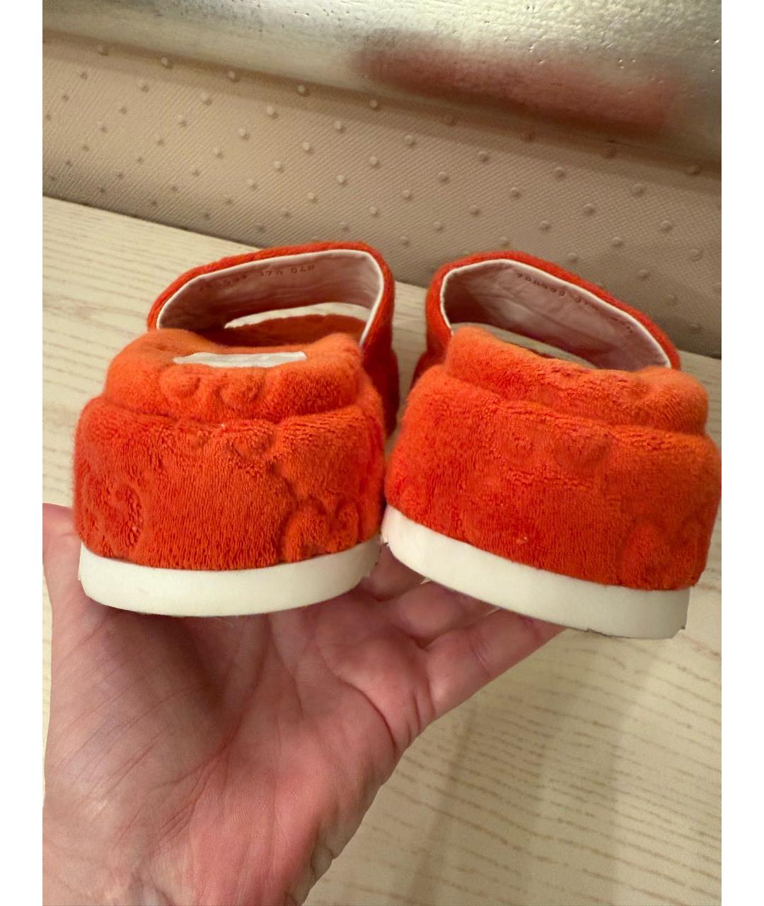 GUCCI Оранжевое текстильные шлепанцы, фото 6