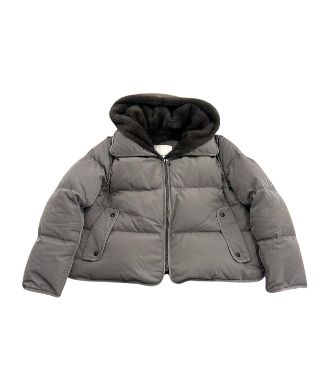 YVES SALOMON Серый полиэстеровый пуховик, фото 1