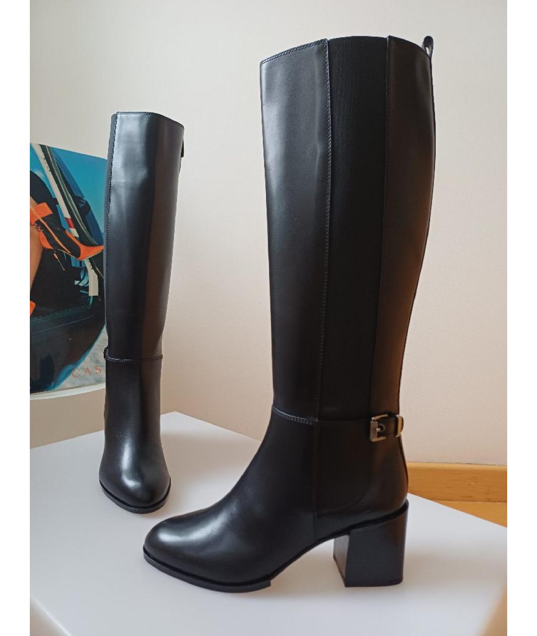 SERGIO ROSSI Черные кожаные сапоги, фото 4