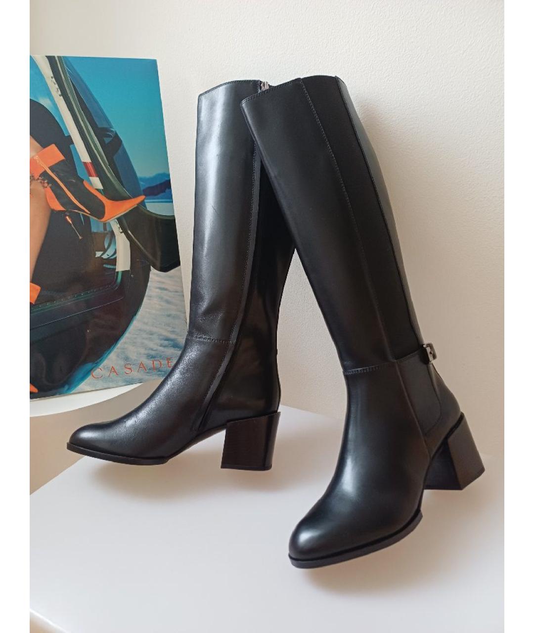 SERGIO ROSSI Черные кожаные сапоги, фото 3